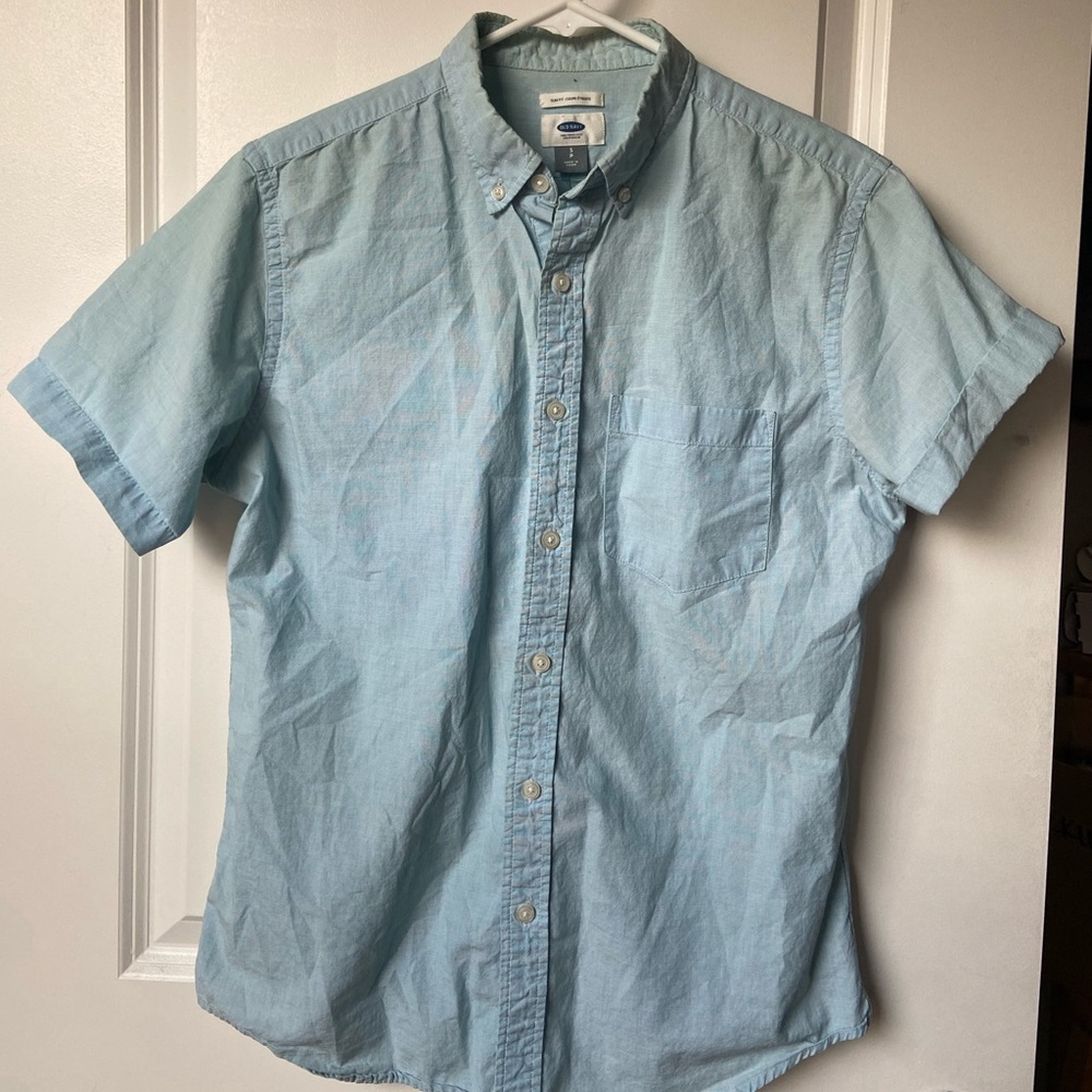 Blue short sleeve button down shirt